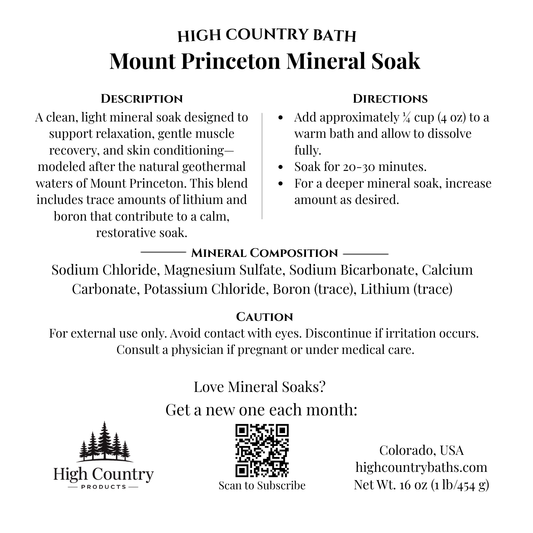 Chalk Creek Mineral Bath Soak – Natural Mountain Mineral Blend – Colorado Hot Springs Inspired (16 oz)