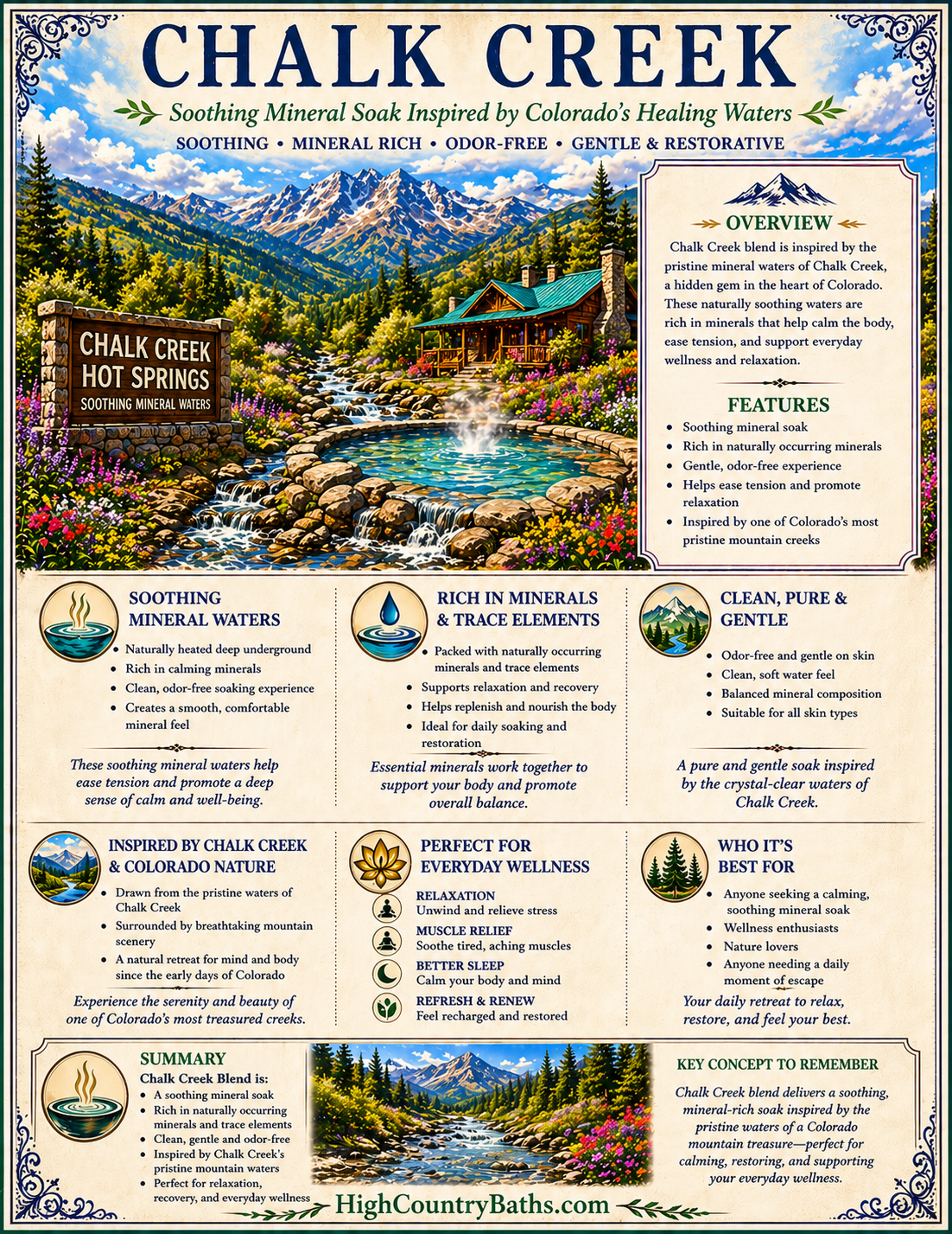 Chalk Creek Mineral Bath Soak – Natural Mountain Mineral Blend – Colorado Hot Springs Inspired (16 oz)