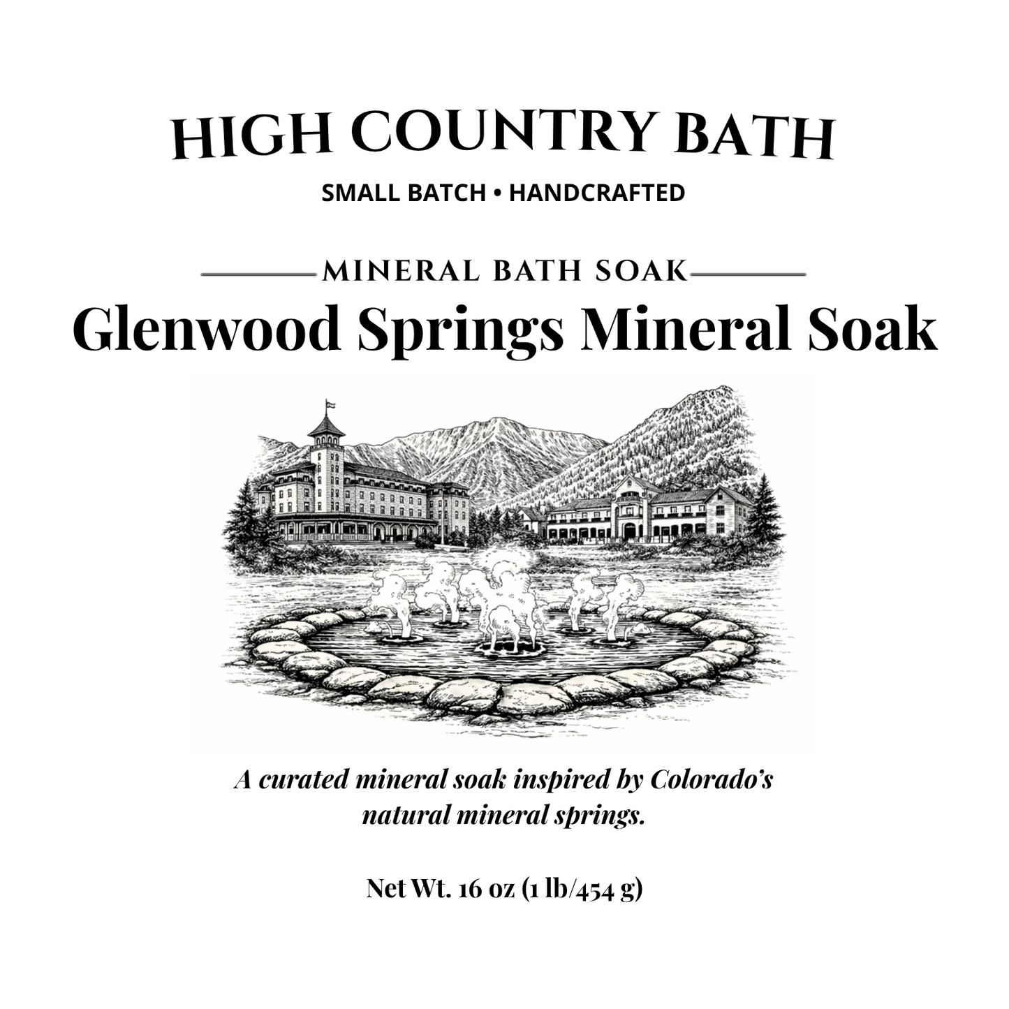 Glenwood Springs Mineral Bath Soak - Alkaline Detox & Skin Softening – Colorado Hot Springs Inspired (16 oz)