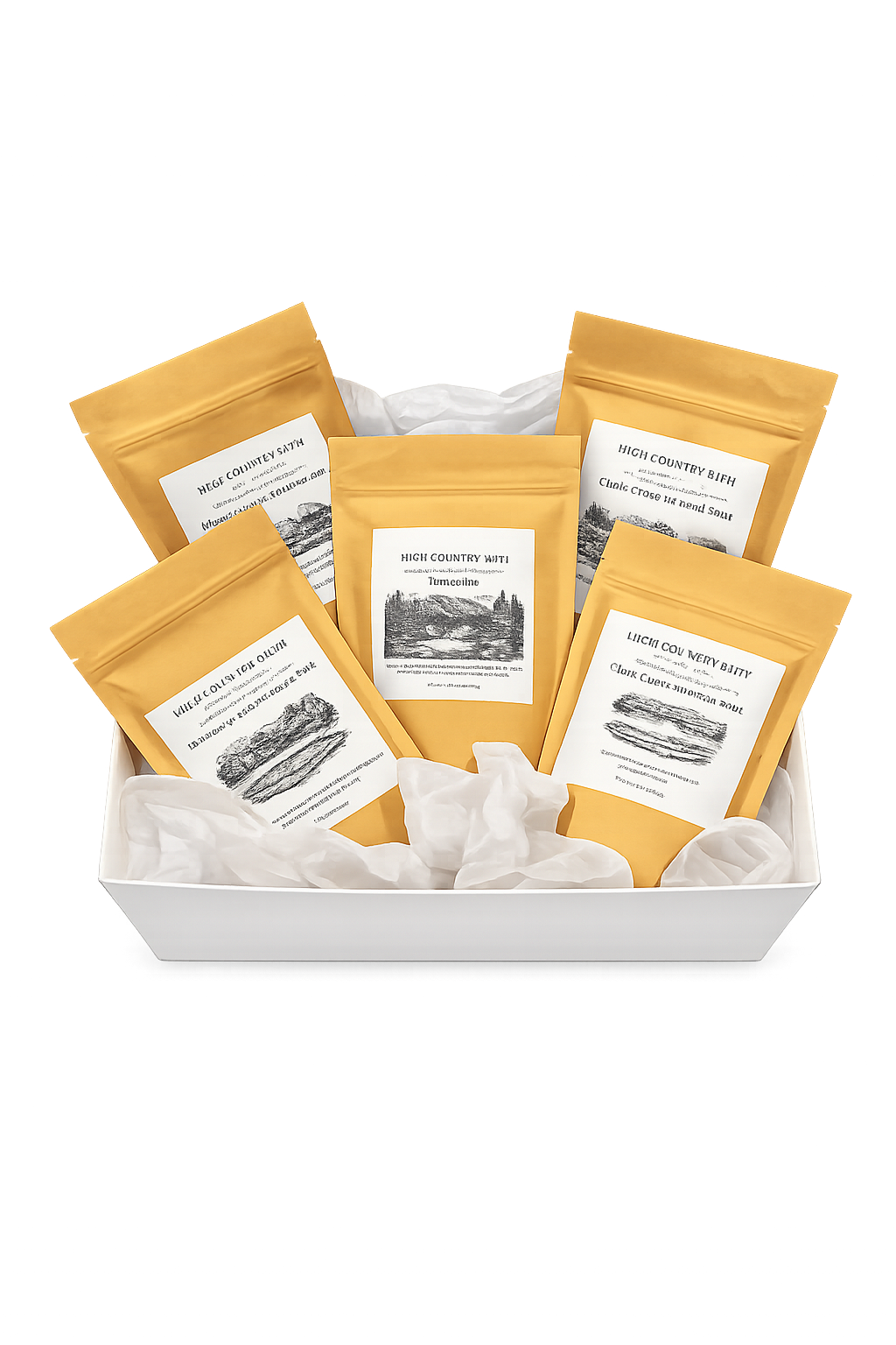 Colorado Hot Springs Collection #1 – 5 Mineral Bath Soaks – Relaxation & Self Care Gift Set