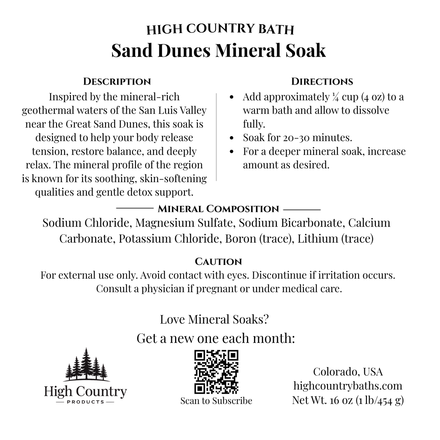 San Luis Valley Mineral Bath Soak